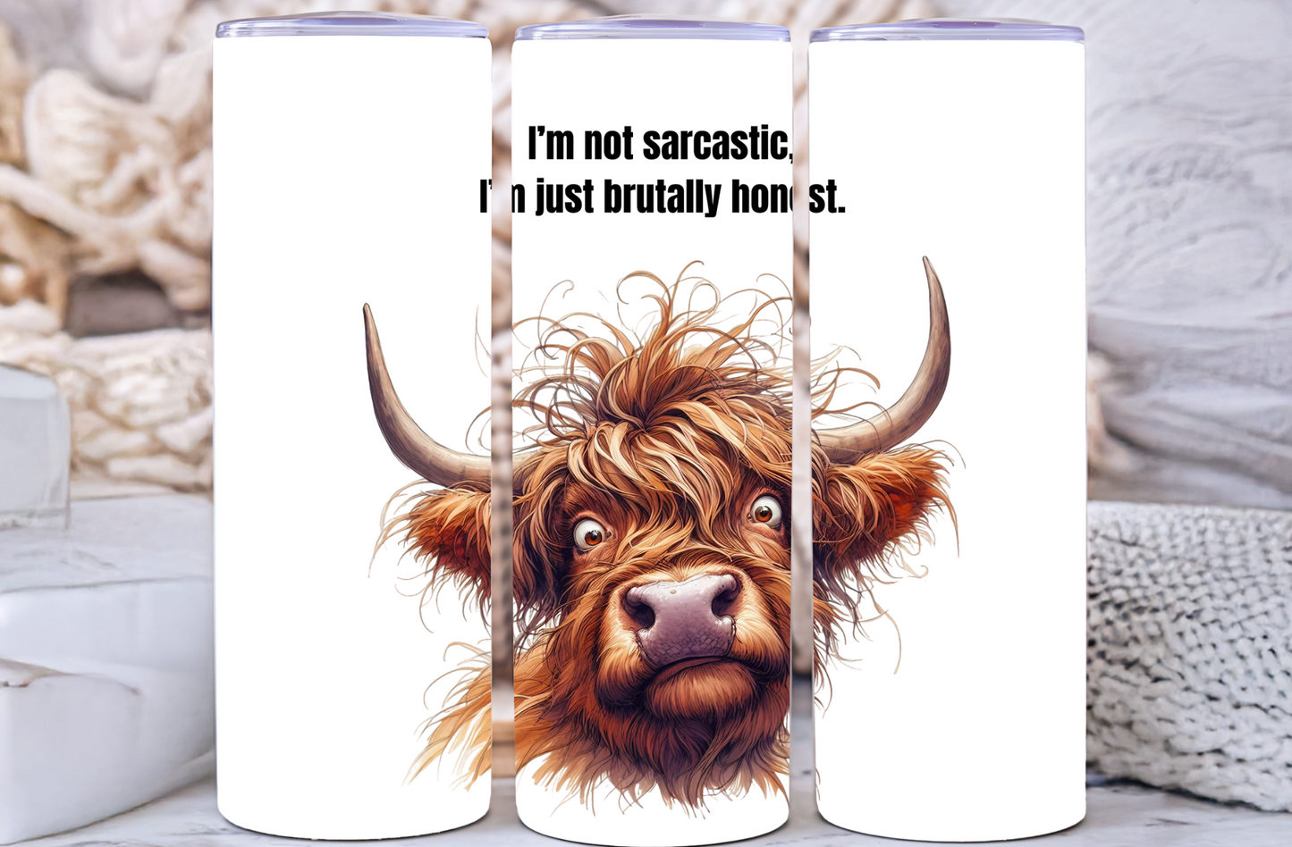 "I'm not sarcastic" Highland Cow tumbler 20oz